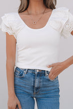 Cargar imagen en el visor de la galería, Blusa blanca manga vuelos M
