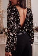 Blusa lentejuelas espalda abierta S
