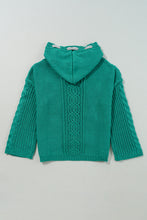 Cargar imagen en el visor de la galería, Suéter tejido verde con hoodie S
