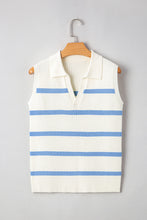 Cargar imagen en el visor de la galería, Blusa tejida rayas celeste M
