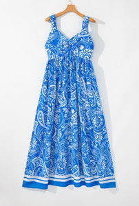 Vestido largo estampado azul M