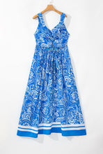 Cargar imagen en el visor de la galería, Vestido largo estampado azul M
