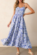 Cargar imagen en el visor de la galería, Vestido largo flores azul y blanco M
