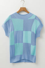 Cargar imagen en el visor de la galería, Blusa tejida cuadros celeste y menta S
