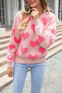 Suéter rosado oversized corazones Large