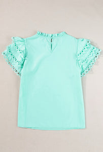 Blusa menta manga de ondas S