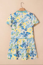 Cargar imagen en el visor de la galería, Vestido corto floral amarillo y azul S

