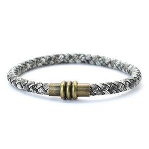 Pulsera cuero trenza cierre dorado
