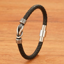 Cargar imagen en el visor de la galería, Pulsera cuero rosca metal
