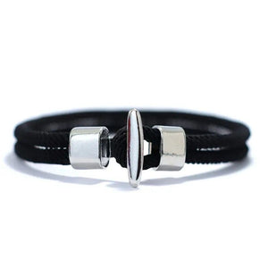 Pulsera paracord náutica negra y plateada