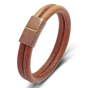 Pulsera de cuero doble con imán