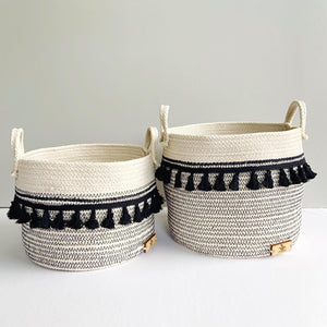 Cesta redonda crudo con negro