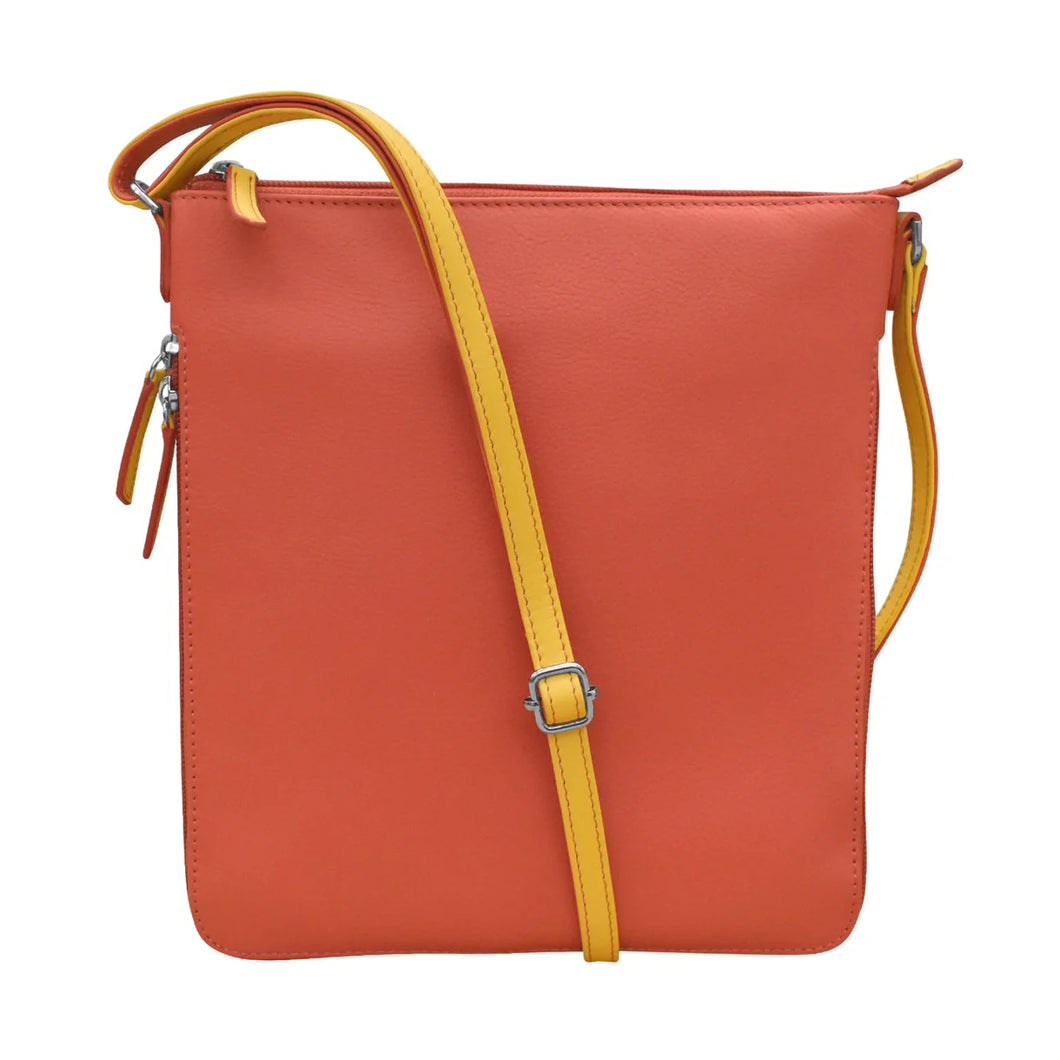 Cartera crossbody expandible de cuero