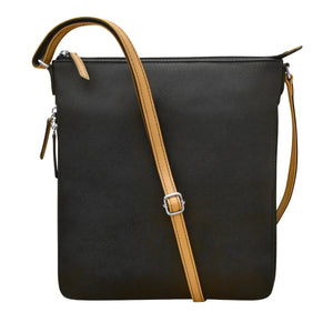 Cartera crossbody expandible de cuero