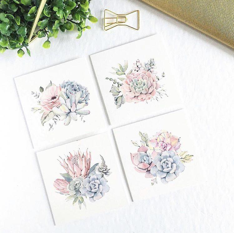 Note Cards Flores Rosadas 3.5X3.5