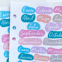 Cargar imagen en el visor de la galería, Set de 2 hojas de stickers semana y mes
