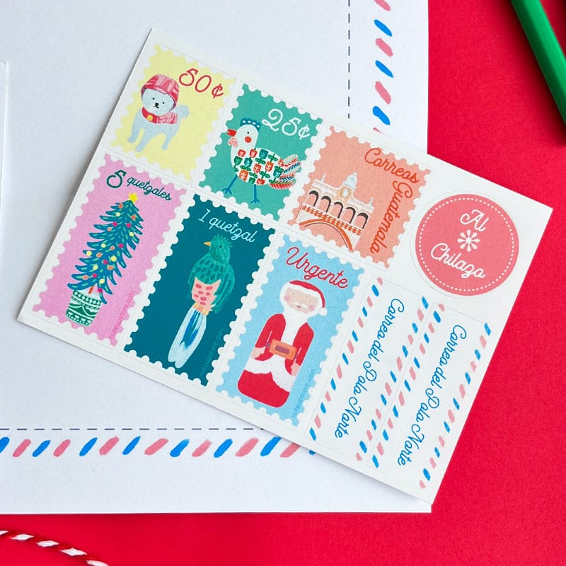 Carta sobre para santa-sellos postales