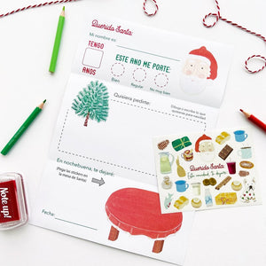 Carta c/sobre para santa con stickers - Set de 6