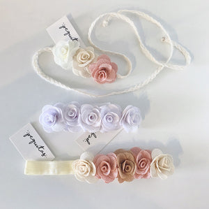 Headband flores triples tela