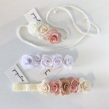 Cargar imagen en el visor de la galería, Headband flores triples tela
