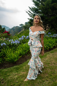Vestido Aprile crema con flores S