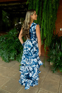 Vestido Ciclón crema con azul M