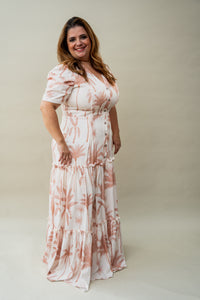 Vestido Gante blanco con palmeras color melón XL