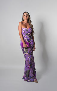 Vestido Jazmin lila con flores S