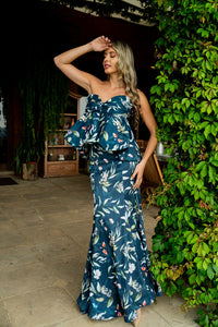 Set Lurel verde con flores S