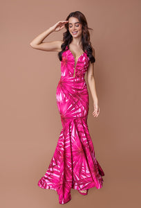 Vestido mohana rosado con escote en v en espalda M