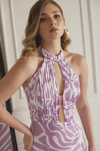 Cargar imagen en el visor de la galería, Vestido Monza blanco con lila seda S
