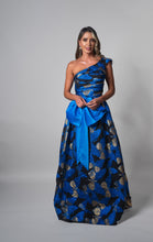 Cargar imagen en el visor de la galería, Vestido Nayara azul con moña grande S
