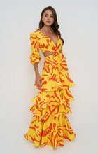 Cargar imagen en el visor de la galería, Vestido Pandereta amarillo y naranja S
