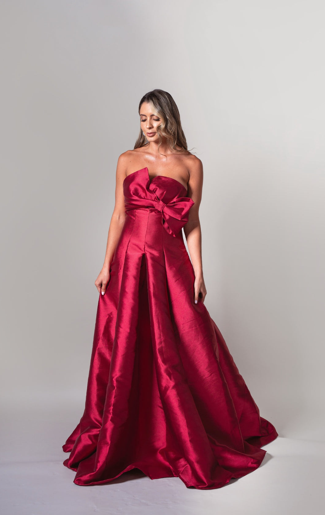 Vestido Rosalia rojo con moña L