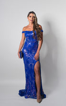 Cargar imagen en el visor de la galería, Vestido Zaria azul brillante S
