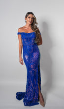 Cargar imagen en el visor de la galería, Vestido Zaria azul brillante S

